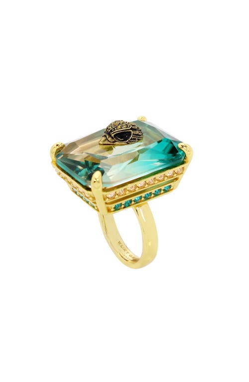 Kurt Geiger London Ombré Eagle Head Cocktail Ring In Aqua Green