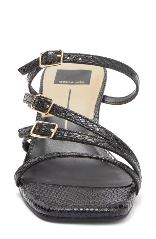 Dolce Vita Tahira Snakeskin Embossed Slide Sandal In Black Snake Embossed Stella