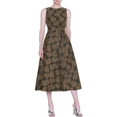 Akris Punto Desert Flower Jacquard Midi Dress, Black