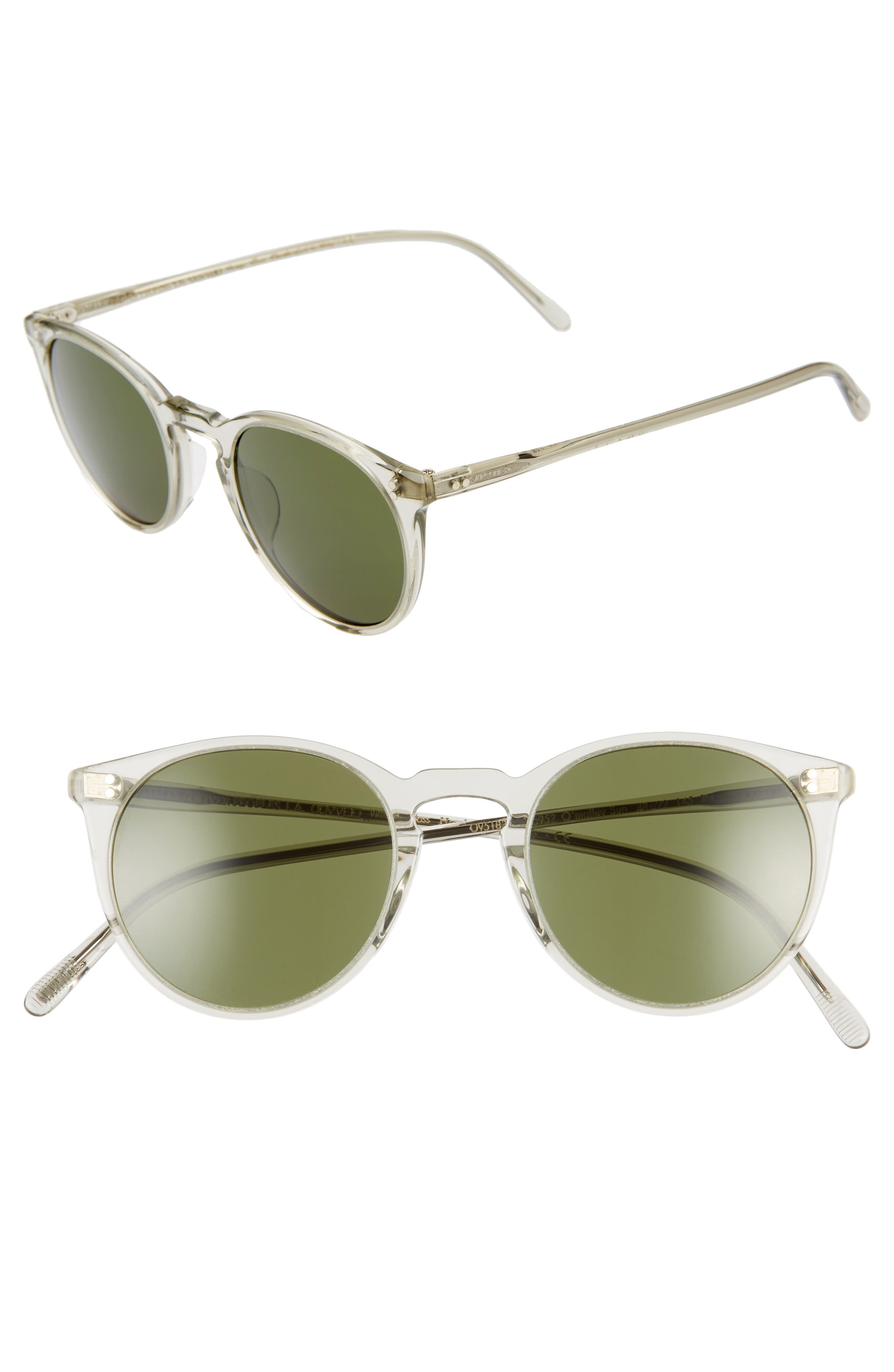 Oliver Peoples O'Malley 48mm Tinted Round Sunglasses in Black Diamond  Clear/G15 at Nordstrom | Smart Closet