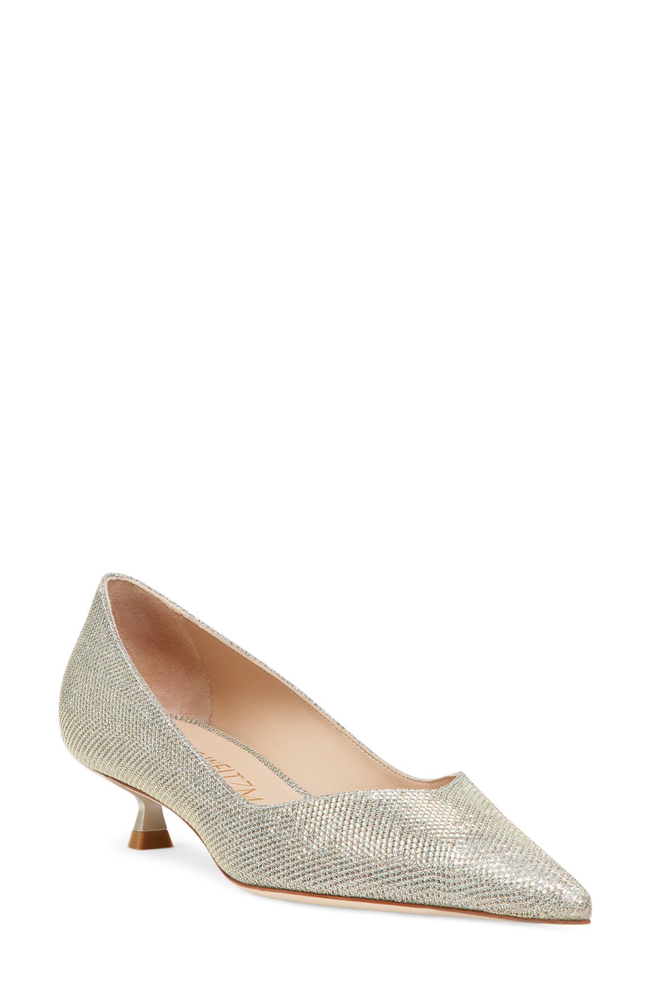 Stuart Weitzman Eva Denim Kitten-Heel Pumps