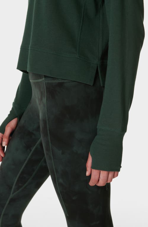 Shop Sweaty Betty After Class Organic Cotton Blend Longline Sweatshirt In Trek Green