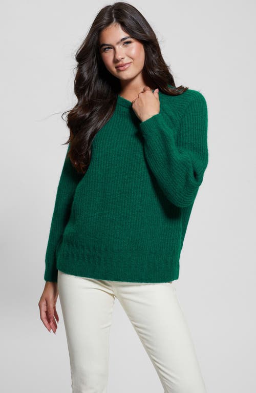 Shop Guess Margo Mixed Stitch Sweater In Adventurous Green