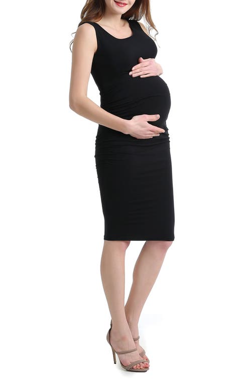 Delia Ruched Maternity Tank Dress in Black