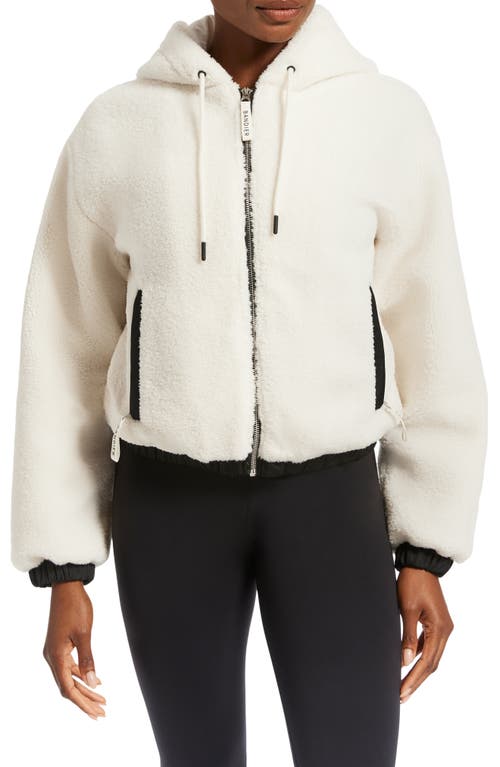 High Pile Fleece Hooded Zip Jacket in Canvas/Black