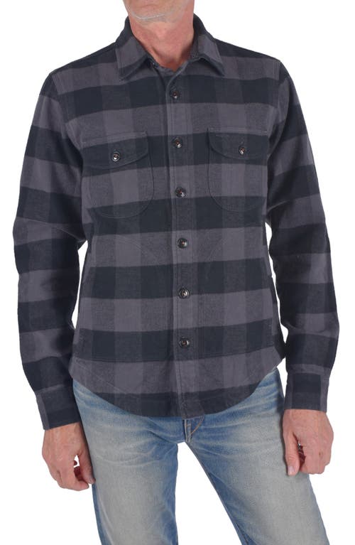 KATO The Anvil Plaid Flannel Shirt Jacket in Black Gray