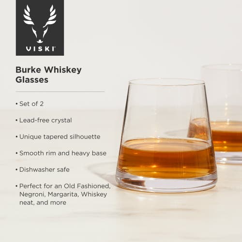 Viski Burke Crystal Whiskey Glasses Set Of 2 In Clear