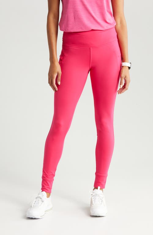zella Fleece Lined Performance Pocket Leggings in Pink Bright at Nordstrom, Size Large