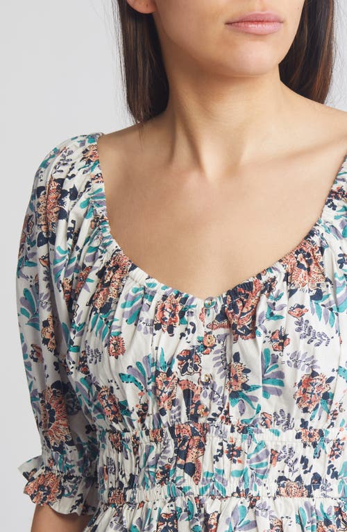 Shop Cleobella Rebecca Floral Ruffle Organic Cotton Crop Top In Miramonte Print