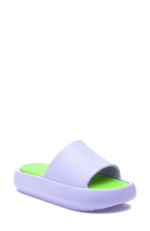 beach slides by J/SLIDES BEACH SLIDES Squish Slide Sandal in Lilac/Mint Eva