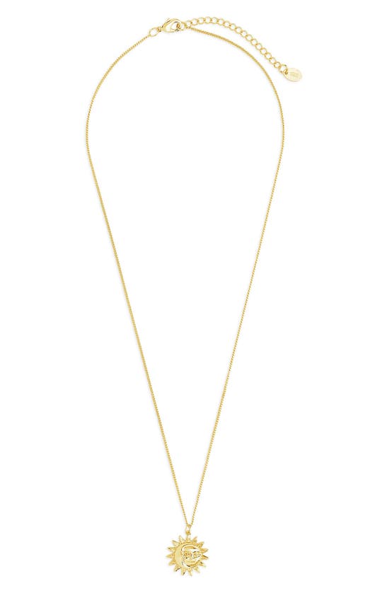 Sterling Forever 14k Yellow Gold Plated Moon & Sun Pendant Necklace In Gold