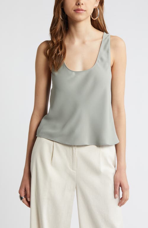 Scoop Neck Woven Tank in Green Halo