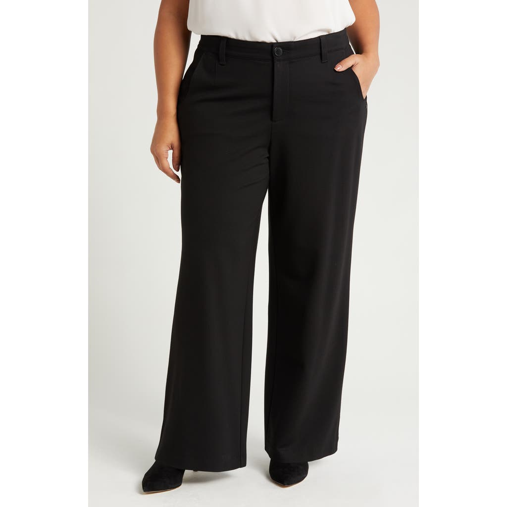 Wit & Wisdom 'ab'solution Skyrise Flat Front Wide Leg Pants In Black