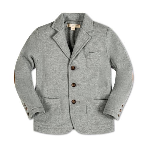 Hope & Henry Baby Boys' Fleece Blazer, Infant In Gray Heather Herringbone