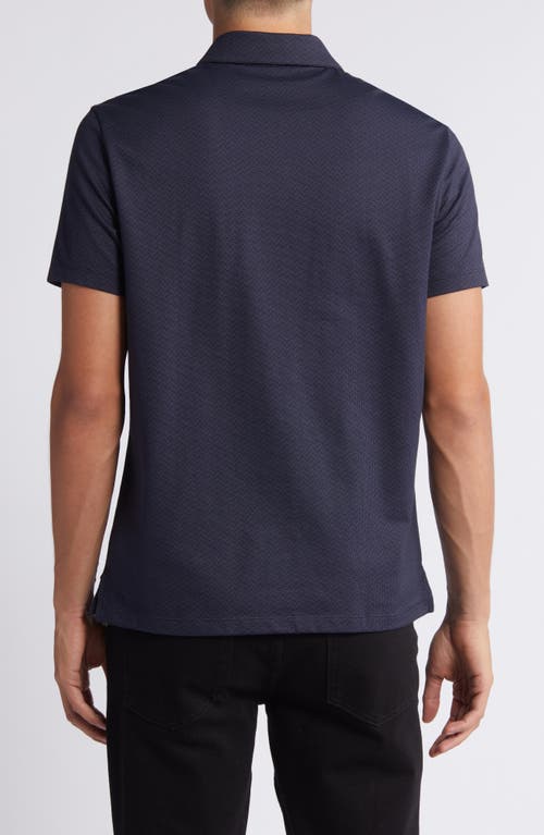 Shop Robert Barakett Lomond Cotton Blend Jacquard Polo In Navy