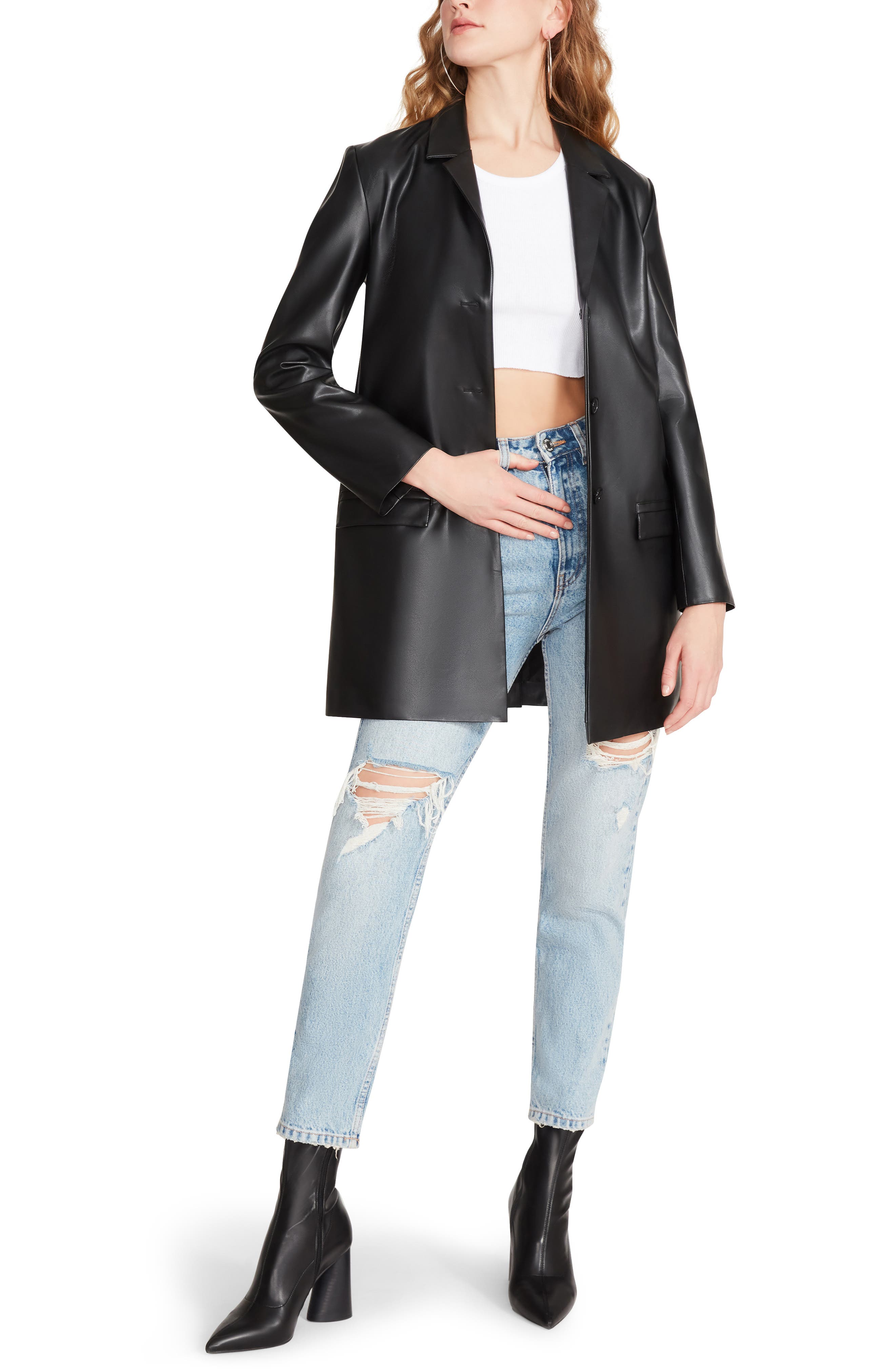 Faux Leather Boyfriend Blazer | Nordstrom