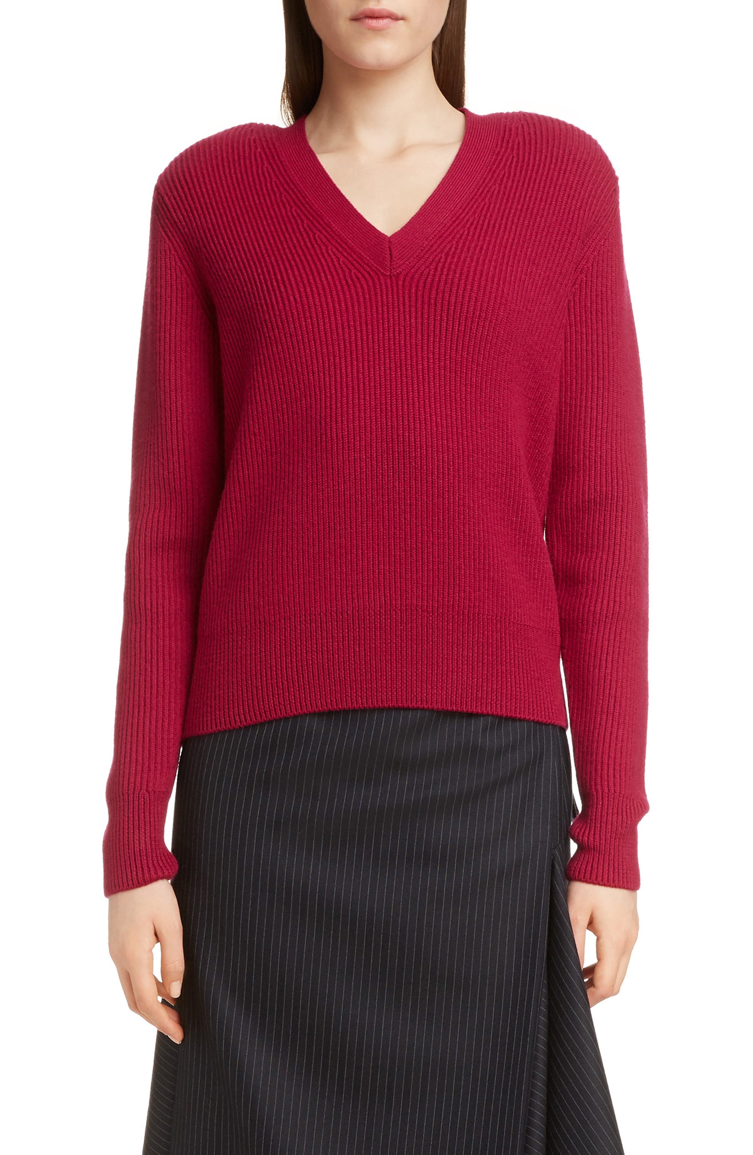Dries Van Noten Tena Ribbed Merino Wool Sweater, Pink