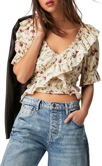 Floral Ruffle Crop Top