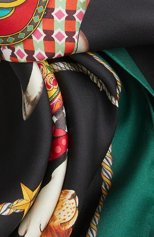 Echo The Menagerie Silk Square Scarf In Black