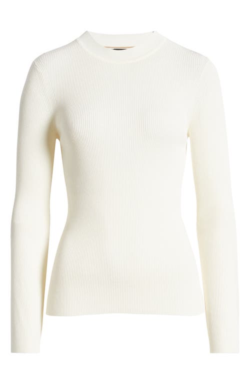 Shop Hugo Boss Boss Feskiera Rib Mock Neck Sweater In Soft Cream