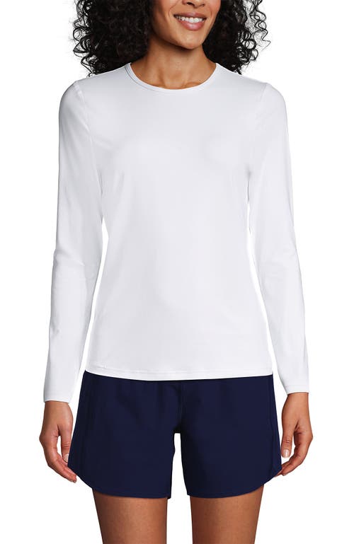 Shop Lands' End Long Crew Neck Long Sleeve Rash Guard Upf 50 Sun Protection Modest Swim Tee In White