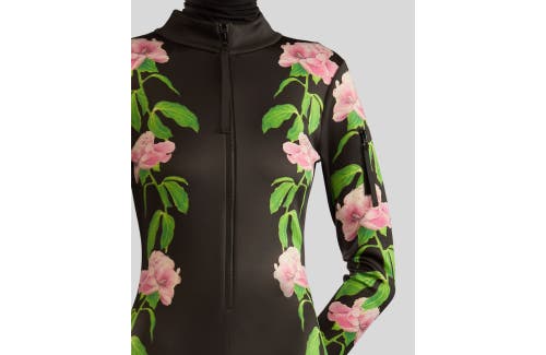 Shop Cynthia Rowley Water Repellent Bonded Ski Suit In Black Pink