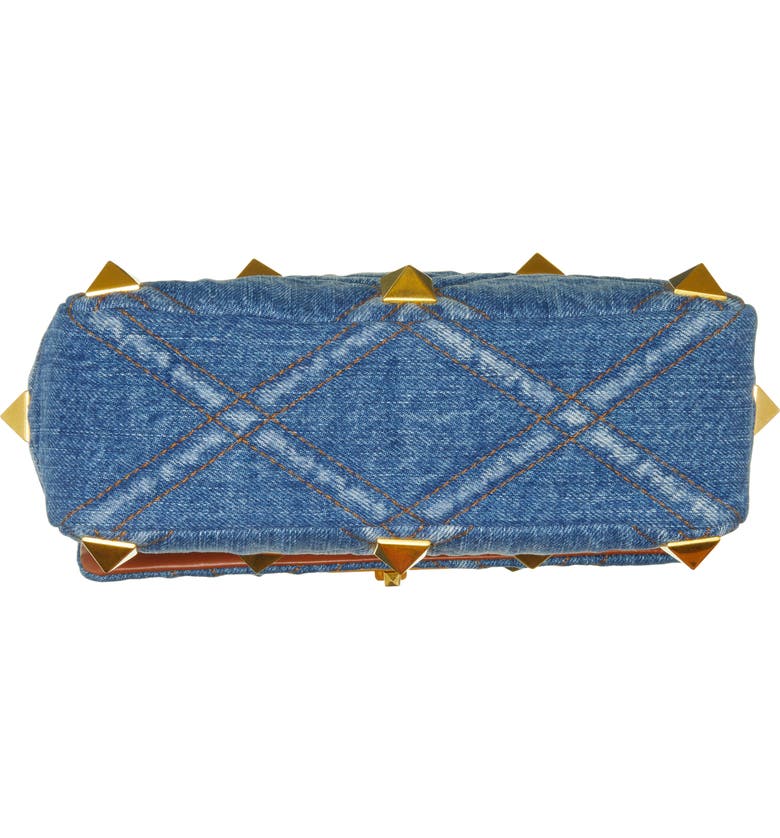 Medium Roman Stud Denim Shoulder Bag Medium Roman Stud Denim Shoulder Bag