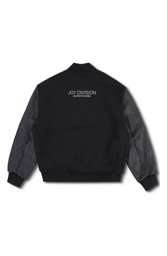 Shop Pleasures X Joy Division Unknown  Wool Blend Varsity Jacket In Black