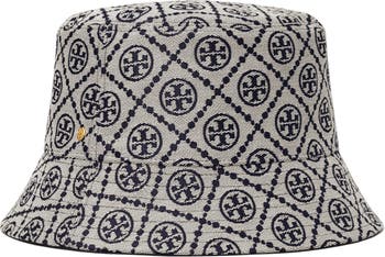 Tory Burch T Monogram Embroidered Bucket Hiking Hat Hazel / Tory Red One  Size