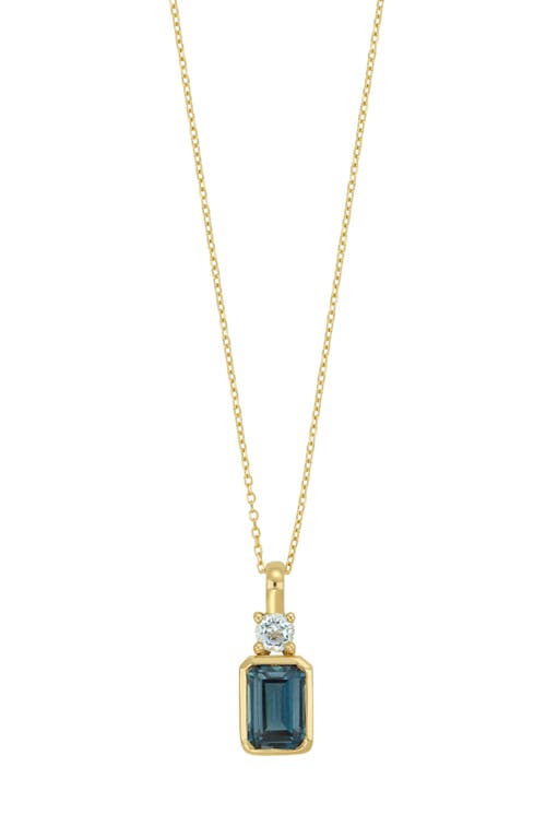 BLC 14K Gold London Blue Topaz Pendant Necklace in 14K Yellow Gold