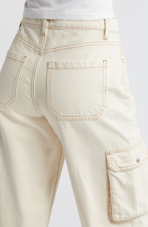 Shop Pacsun High Waist Wide Leg Cargo Pants In Bone White