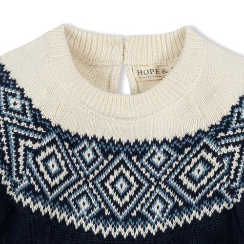 Hope & Henry Girls' Organic Fair Isle Raglan Sweater Dress, Kids In Ski Lodge Intarsia