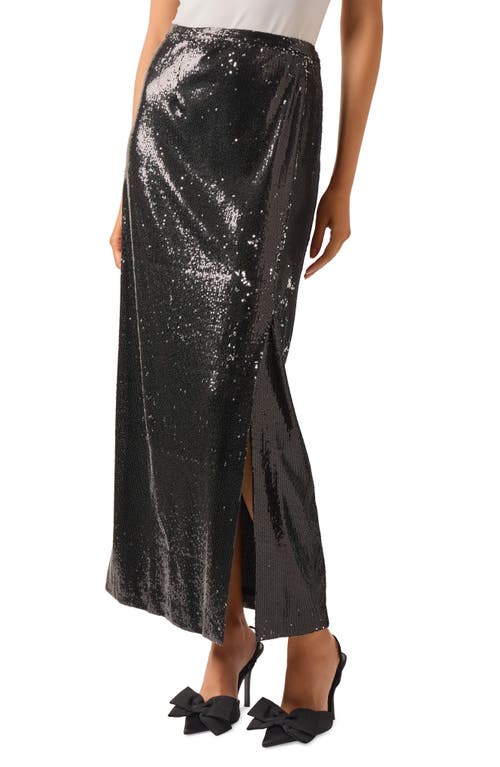 Shop Misook Sequin Maxi Skirt In Black