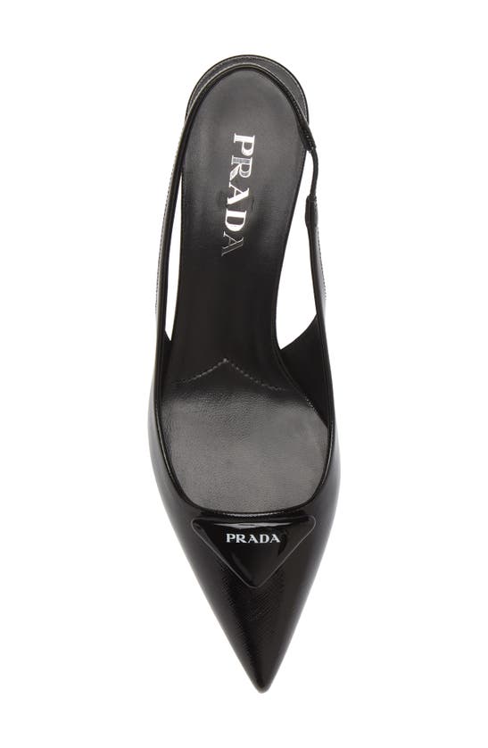 Prada Elegant Leather Slingback Pumps With Pointed Toe In Nero