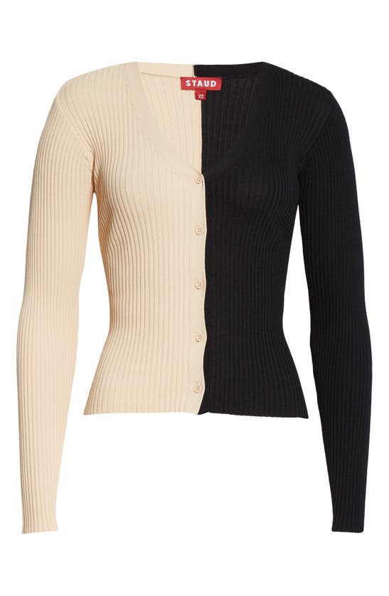 Staud Cargo Colorblock Sweater In Buff/ Black