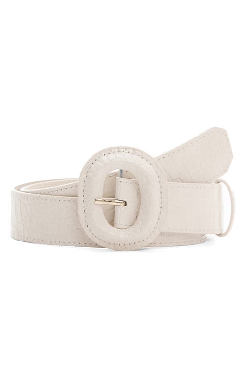 Mango Croc Embossed Belt In Ivory