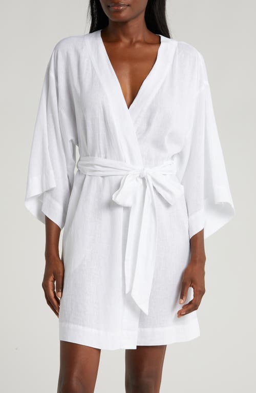 Vacation Linen Blend Robe in White