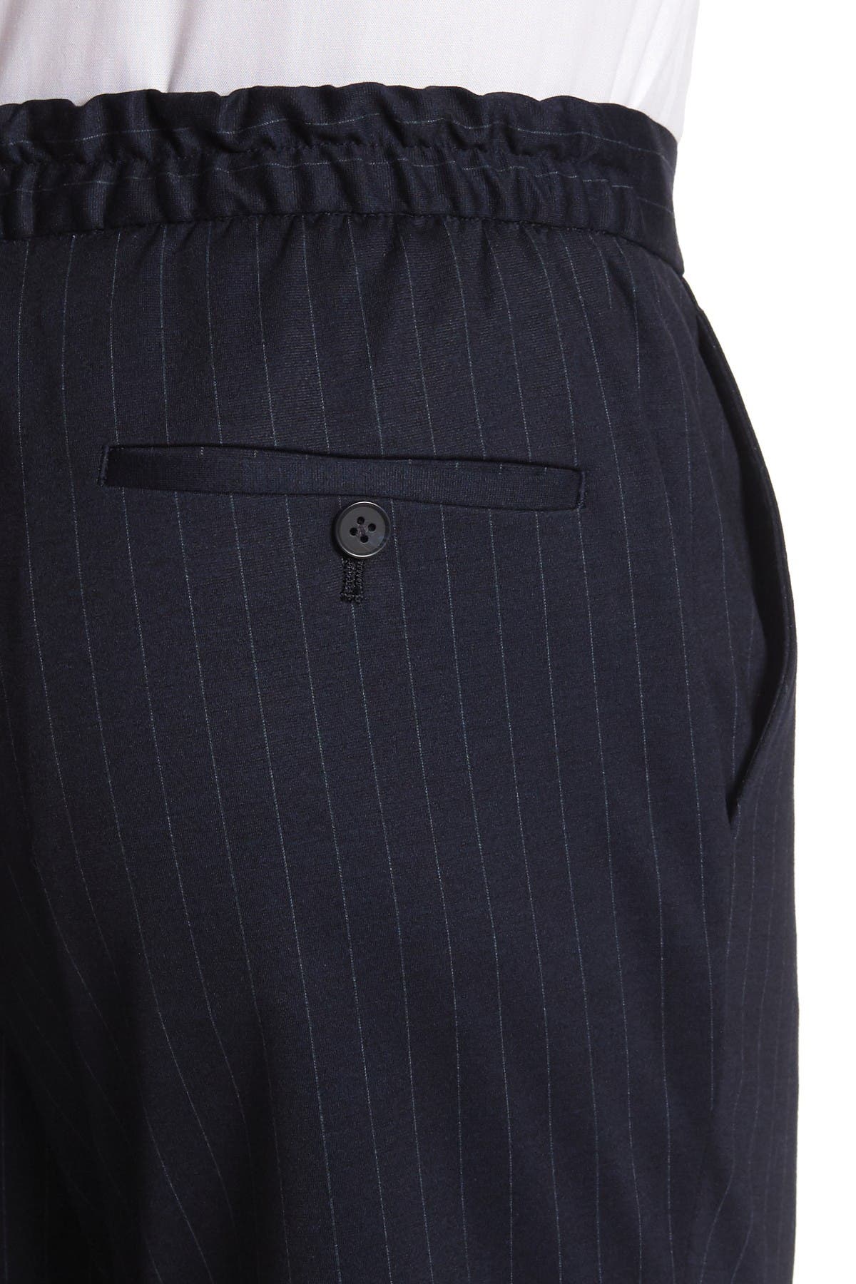 SAVILE ROW CO | Navy Pinstripe Two Button Notch Lapel Knit Trim Fit ...