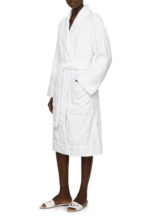 Dolce & Gabbana Terry Cotton Jacquard Bath Robe In White