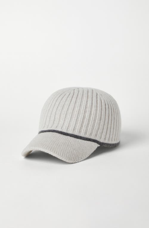 Shop Brunello Cucinelli Baseball Cap With Monili In Pearl Grey