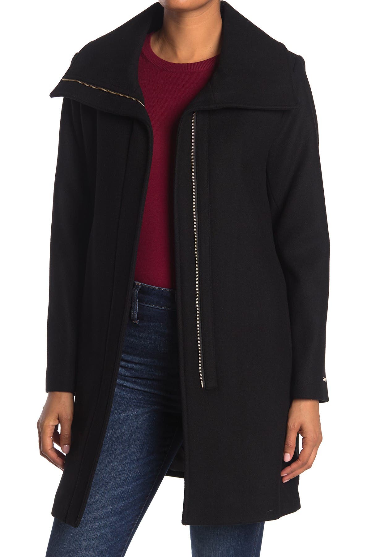 Nine West Zip Front Wool Coat Nordstrom Rack