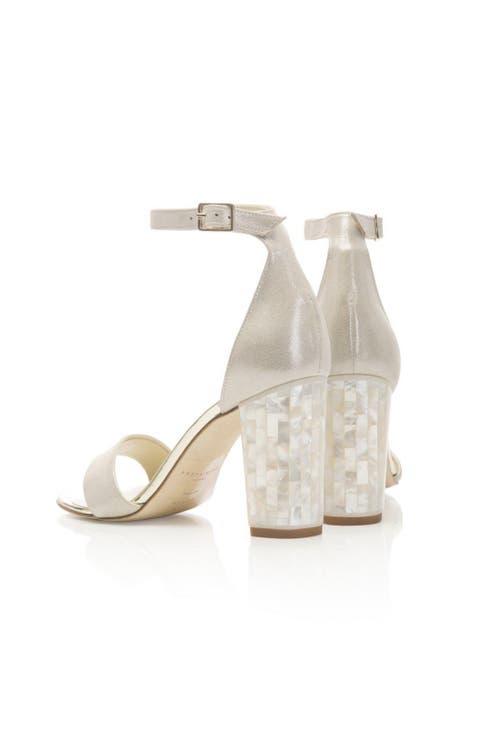 Shop Freya Rose Martene Ankle Strap Pearl Heel In Champagne