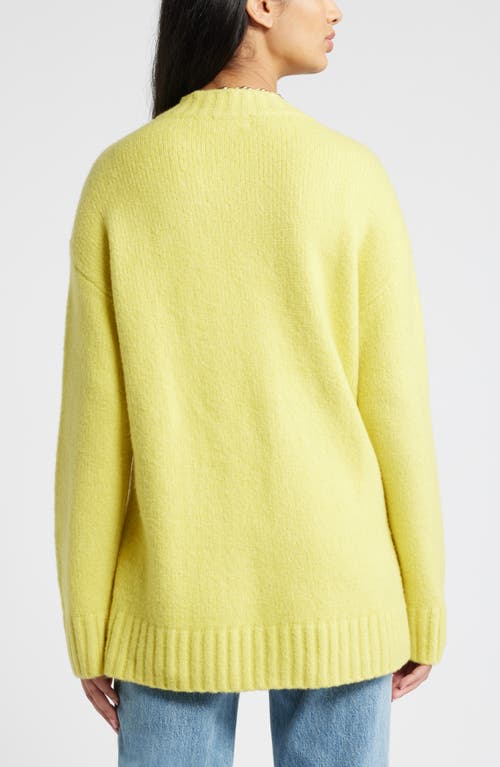 Shop Open Edit Oversize V-neck Sweater In Yellow Celery