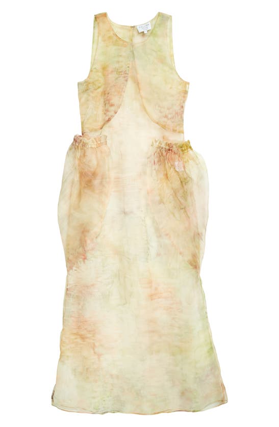 Collina Strada Orchard Sleeveless Sheer Silk Dress In Light Chrysanthemum