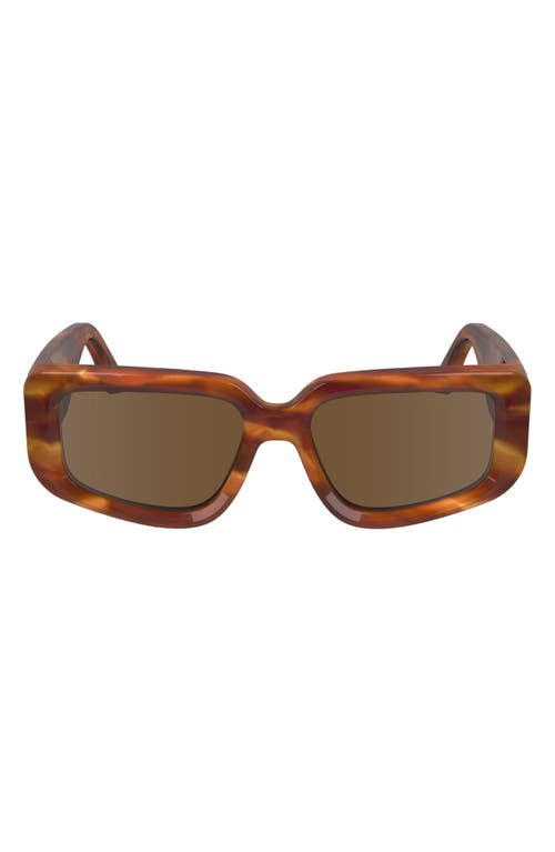 Shop Victoria Beckham Vb Monogram 54mm Modified Rectangular Sunglasses In Striped Blonde Havana