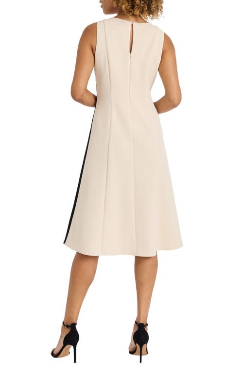 Shop Maggy London Stripe Bateau Neck Sheath Dress In Horn