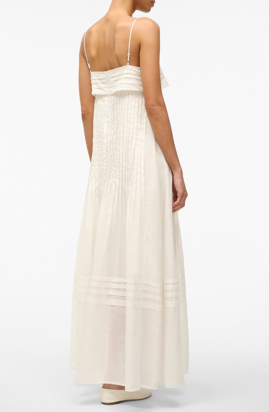 Shop Staud Kristina Pleat Details Cotton Maxi Dress In Ivory