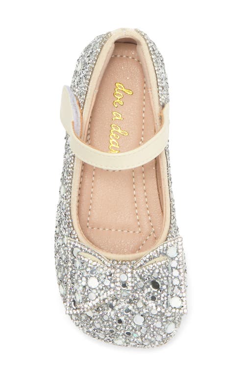 Shop Doe A Dear Kids' Embellished Mary Jane Flat In Beige/silver