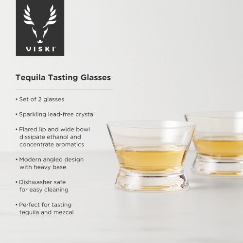 Viski Raye Crystal Tequila Tasting Glasses Set Of 2 In Clear