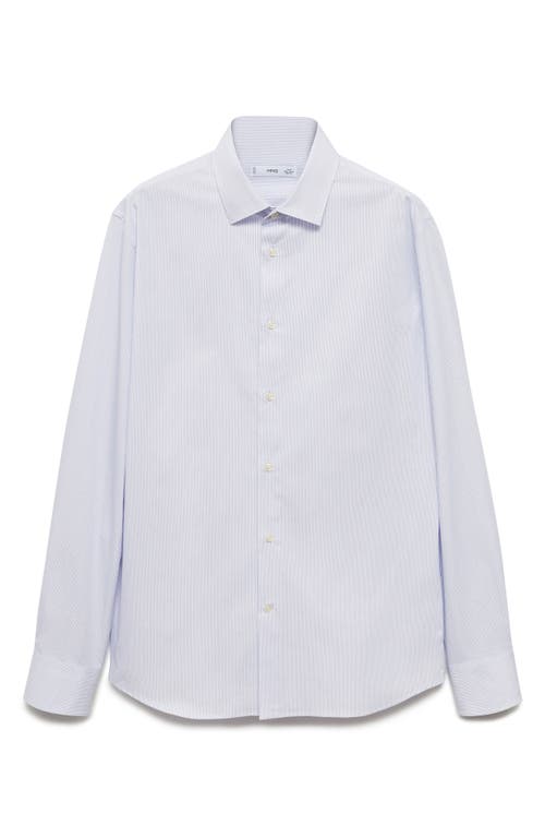 Shop Mango Slim Fit Pinstripe Stretch Cotton Button-up Shirt In White